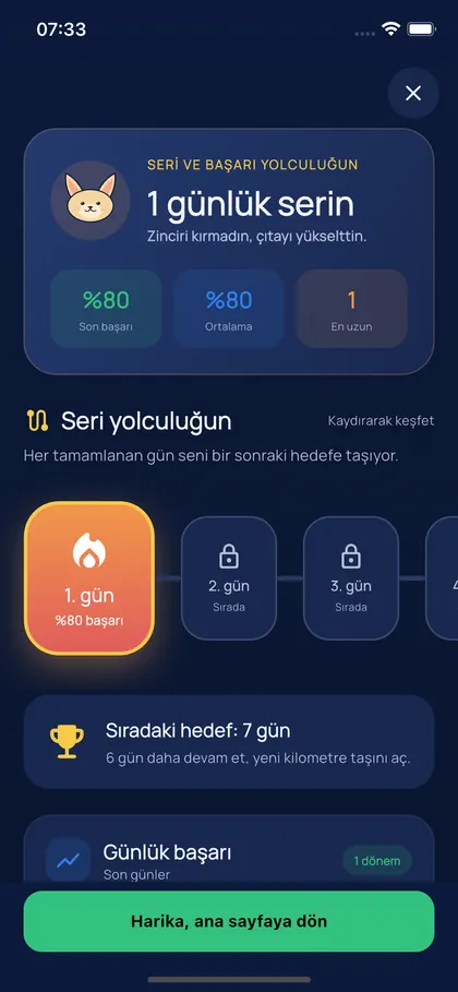 Günlük seri ekranı